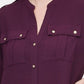 Blusa Calvin Klein Feminina Texturizada com Aba Dobrada Roxa Tamanho Extra Grande