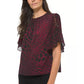 Blusa feminina Michael Kors com estampa animal e contas, vermelha, tamanho extragrande