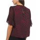 Blusa feminina Michael Kors com estampa animal e contas, vermelha, tamanho extragrande