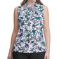 Blusa Calvin Klein Plus Size Feminina Estampa Floral e Gola Laço Azul Tamanho 1X