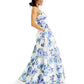 Vestido de cetim com bolinhas e estampa floral brilhante City Studios Juniors, tamanho 1, azul