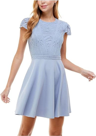 City Studios Junior's Lace Top Dress Blue Size 5