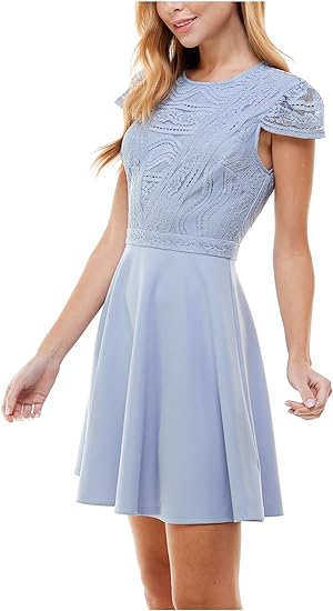 City Studios Junior's Lace Top Dress Blue Size 5
