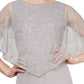 Vestido Capelet Overlay Feminino SL Fashions Cinza Tamanho 8 Petite