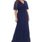 Vestido feminino plus size com mangas esvoaçantes e detalhes embelezados, tamanho marinho, pequeno e pequeno, B&amp;A By Betsy &amp; Adam