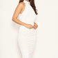 Vestido midi justo com decote alto e franzido AX Paris feminino, branco, tamanho 13