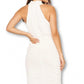 Vestido midi justo com decote alto e franzido AX Paris feminino, branco, tamanho 13
