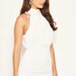 Vestido midi justo com decote alto e franzido AX Paris feminino, branco, tamanho 13