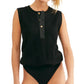 Body Peek Aye Henley Feminino Free People Preto Tamanho Médio
