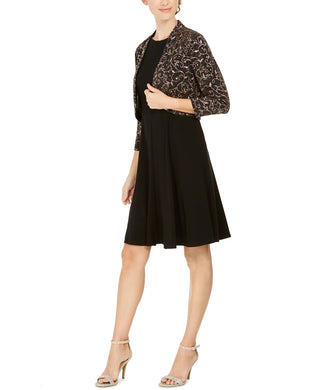 Jaqueta e vestido bolero feminino Jessica Howard, preto, tamanho 12, pequeno