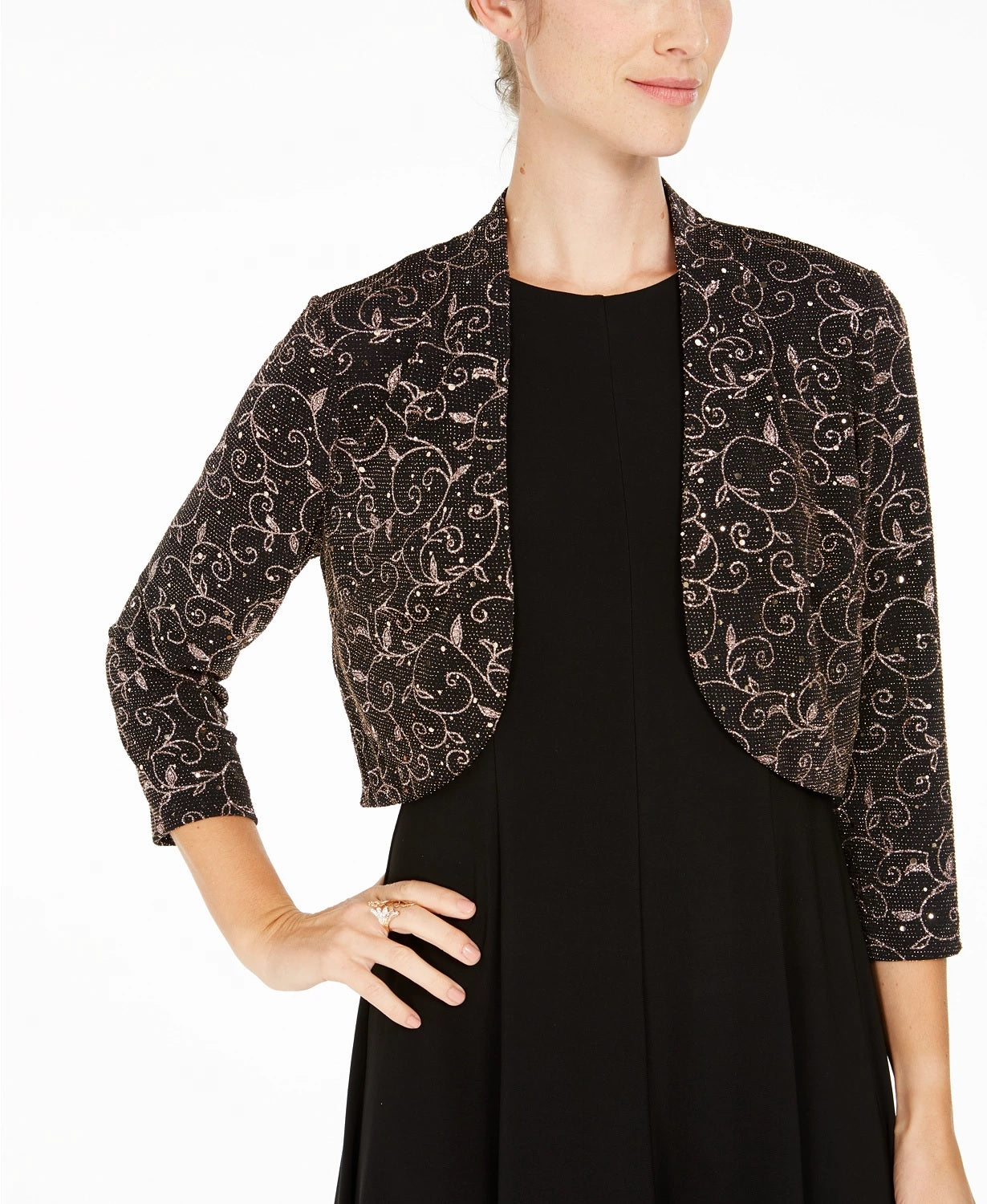 Jaqueta e vestido bolero feminino Jessica Howard, preto, tamanho 12, pequeno