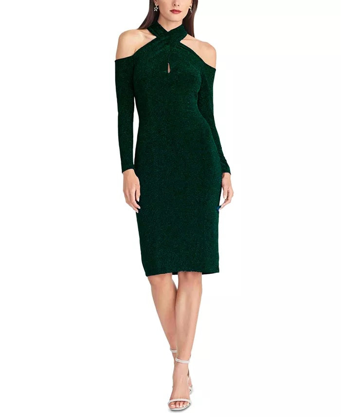 Vestido justo cruzado Simone da Rachel Roy para mulheres, verde, tamanho médio