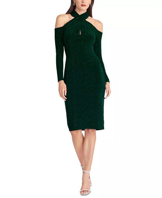 Vestido justo cruzado Simone da Rachel Roy para mulheres, verde, tamanho médio