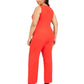 Macacão feminino Vince Camuto Plus Crepe com amarração frontal e pernas largas, vermelho, tamanho 20W