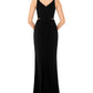 Vestido feminino Xscape com decote em V e detalhes em malha, preto, tamanho 12