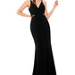 Vestido feminino Xscape com decote em V e detalhes em malha, preto, tamanho 12