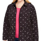 Jaqueta anoraque feminina plus size com estampa de bolinhas e capuz Charter Club, preta, tamanho 2X