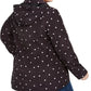 Jaqueta anoraque feminina plus size com estampa de bolinhas e capuz Charter Club, preta, tamanho 2X