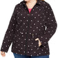 Jaqueta anoraque feminina plus size com estampa de bolinhas e capuz Charter Club, preta, tamanho 2X