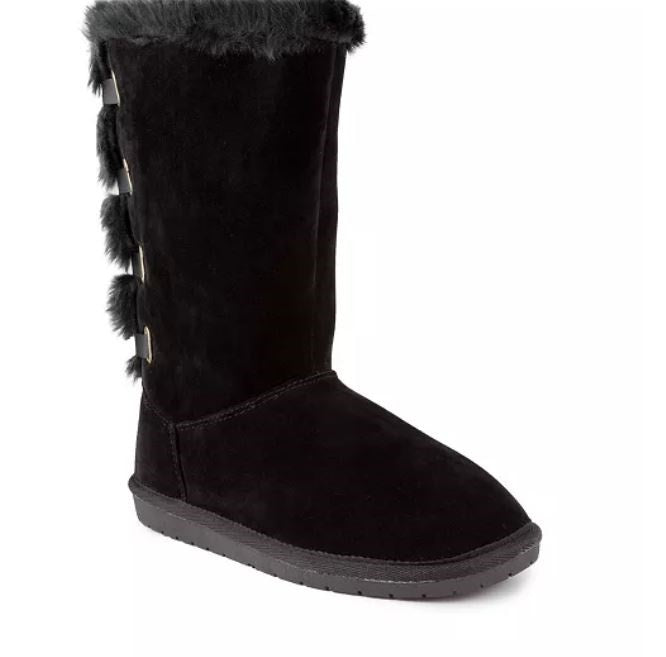 Botas altas femininas Sugar Panthea Fuzzy Winter, pretas, tamanho 8 M