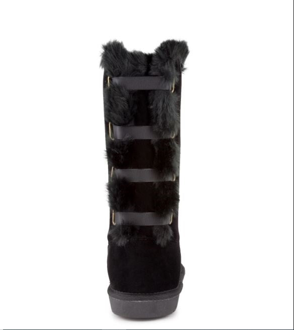 Botas altas femininas Sugar Panthea Fuzzy Winter, pretas, tamanho 8 M