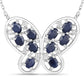 2.16 Carat Genuine Blue Sapphire and White Zircon .925 Sterling Silver Necklace