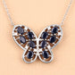 2.16 Carat Genuine Blue Sapphire and White Zircon .925 Sterling Silver Necklace