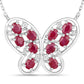 2.36 Carat Genuine Ruby and White Zircon .925 Sterling Silver Necklace