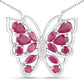 2.88 Carat Genuine Ruby and White Zircon .925 Sterling Silver Necklace