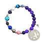 Natural Amethyst and Agate Twelve Zodiac Beaded Bracelet