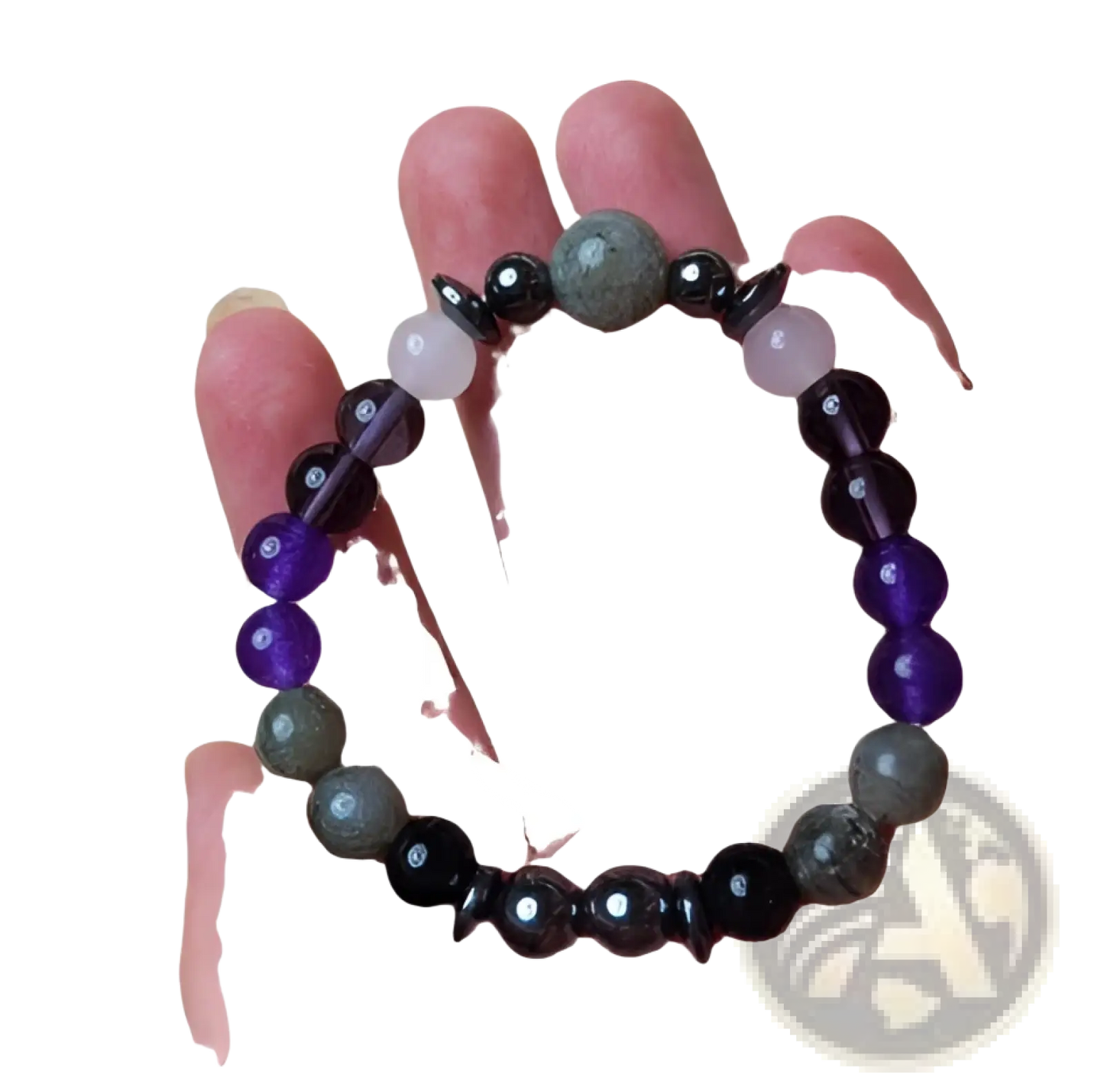 Natural Amethyst and Magnetic Stone Beaded Unisex Bracelet