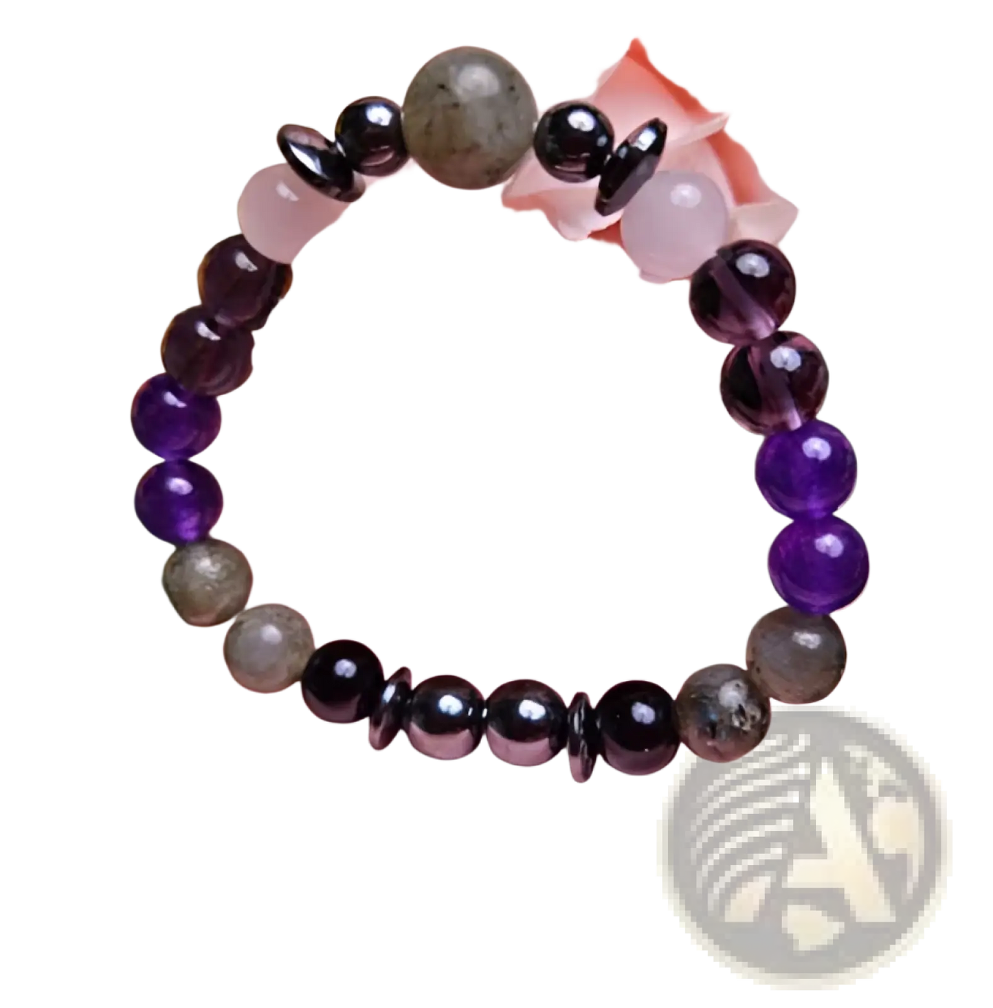 Natural Amethyst and Magnetic Stone Beaded Unisex Bracelet
