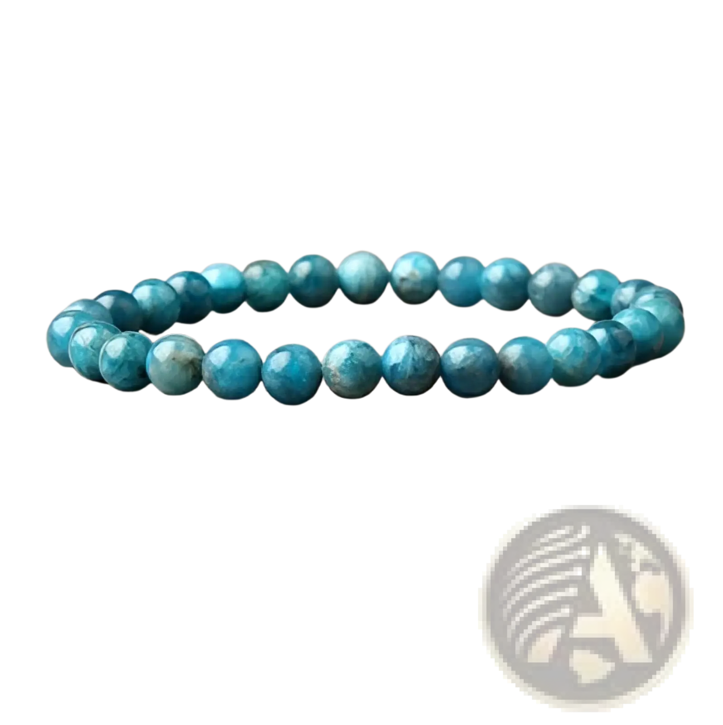 Natural Blue Apatite Polished Stone Elastic Bead Bracelet