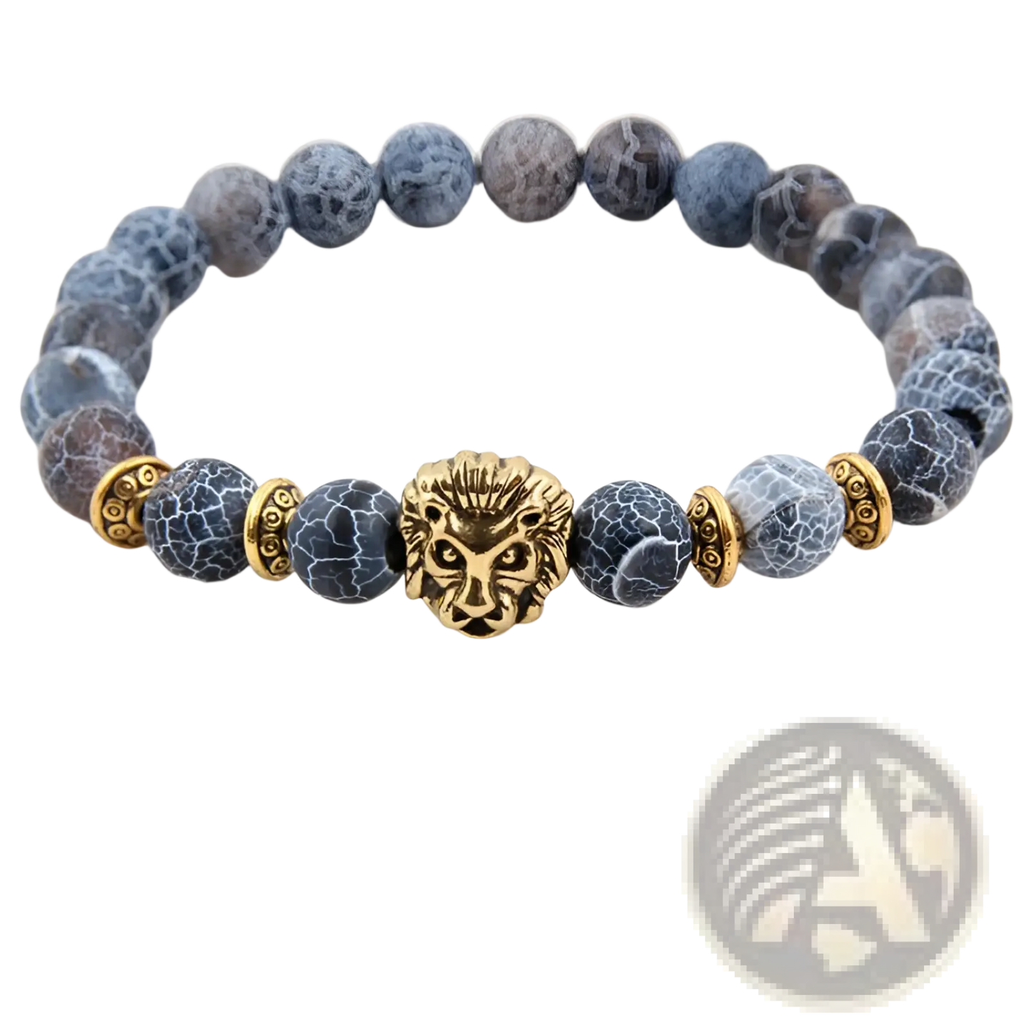Natural Lapis Lazuli and Lava Stone Owl Charm Bracelet