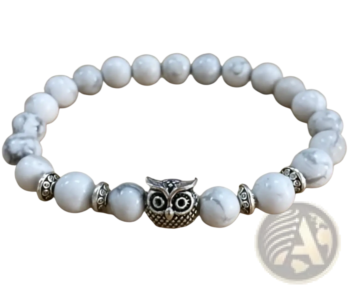 Natural Lapis Lazuli and Lava Stone Owl Charm Bracelet