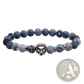 Natural Lapis Lazuli and Lava Stone Owl Charm Bracelet