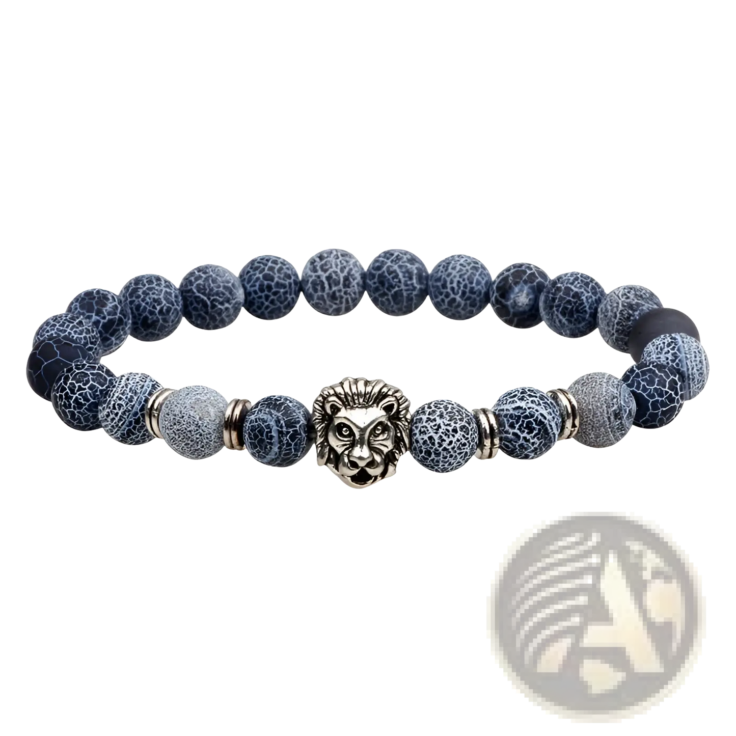 Natural Lapis Lazuli and Lava Stone Owl Charm Bracelet