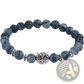 Natural Lapis Lazuli and Lava Stone Owl Charm Bracelet