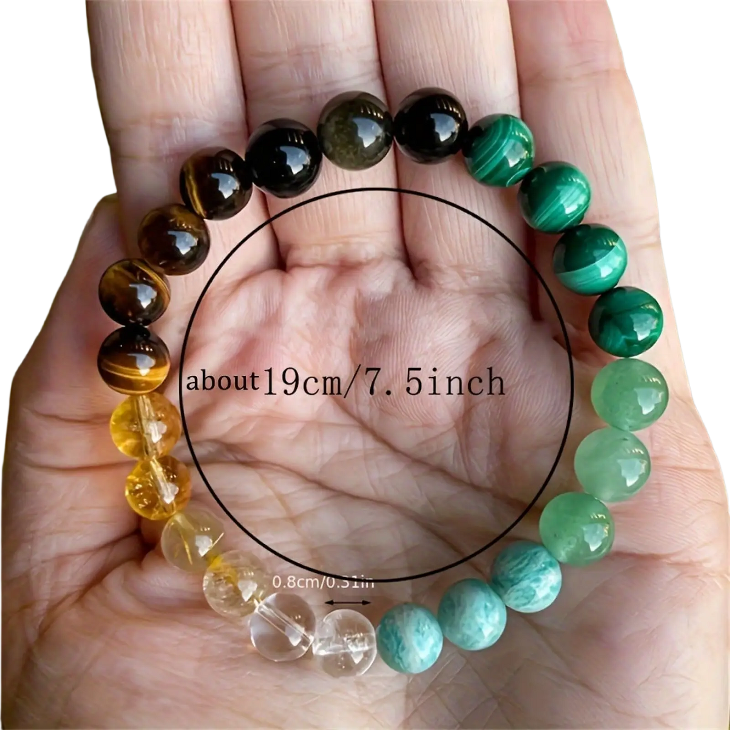 Natural Multi-gemstone Beaded Bracelet with Healing Crystals