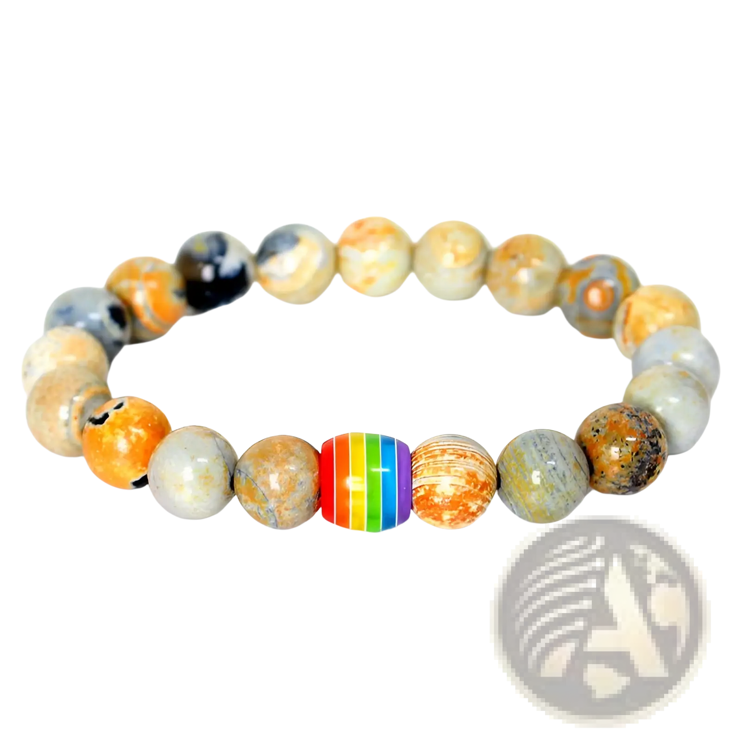 Natural Stone Rainbow Pride Accent Bead Bracelet