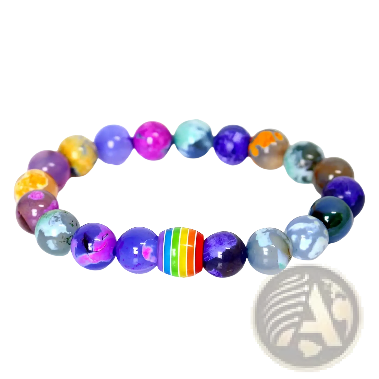 Natural Stone Rainbow Pride Accent Bead Bracelet