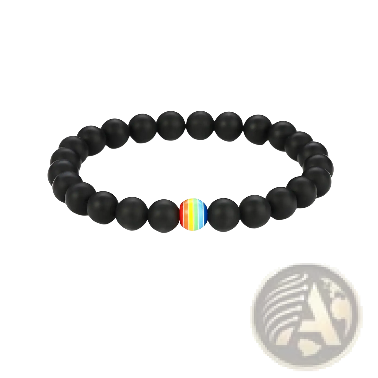 Natural Stone Rainbow Pride Accent Bead Bracelet