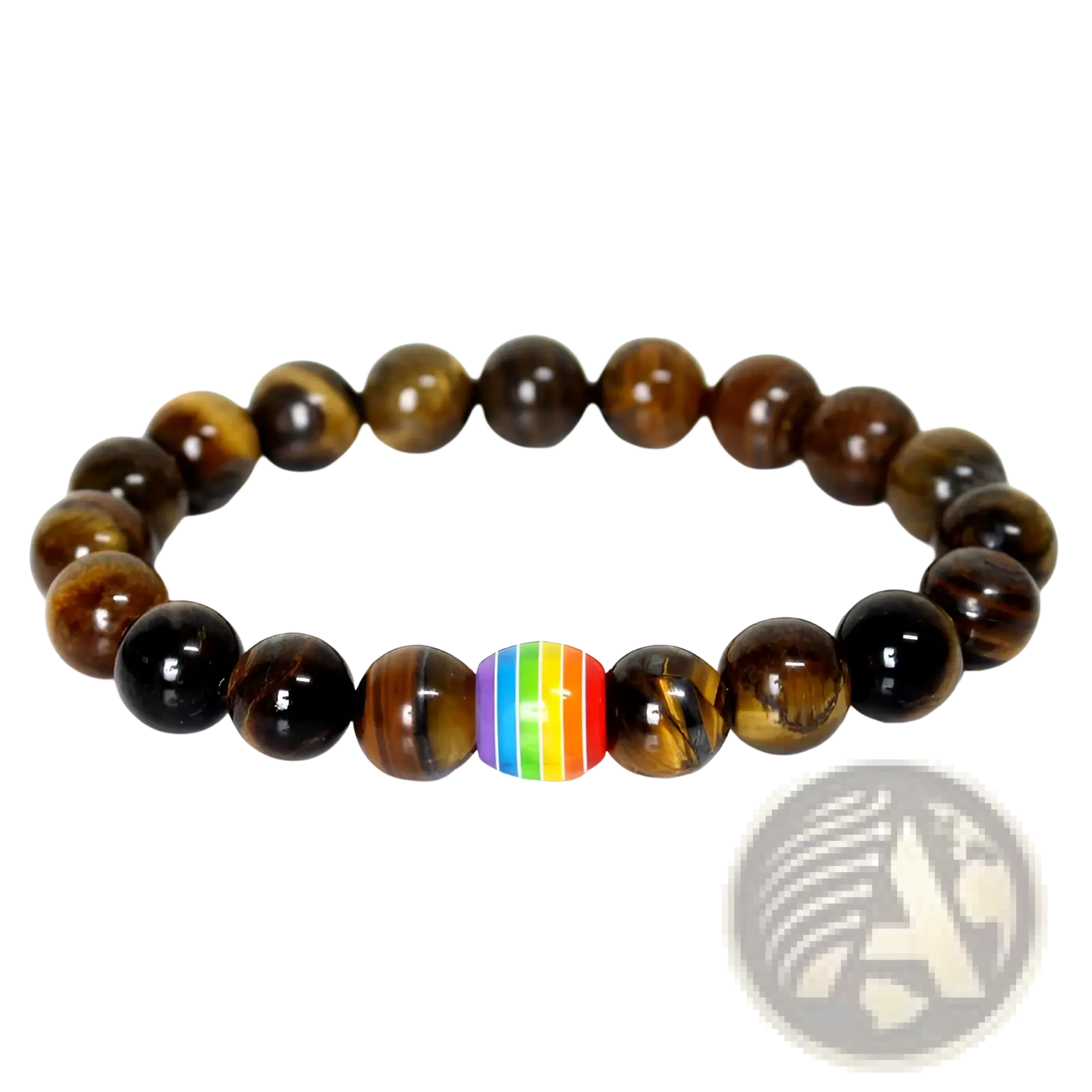 Natural Stone Rainbow Pride Accent Bead Bracelet