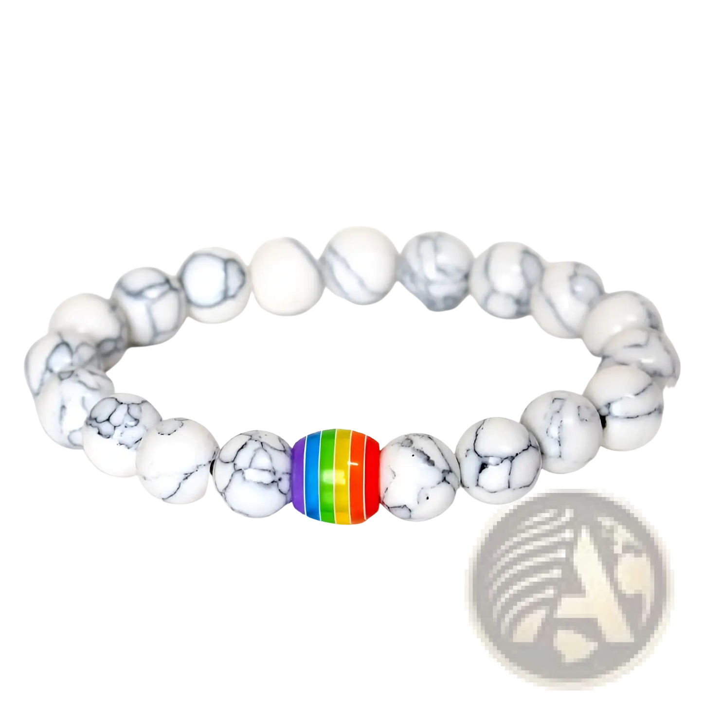 Natural Stone Rainbow Pride Accent Bead Bracelet