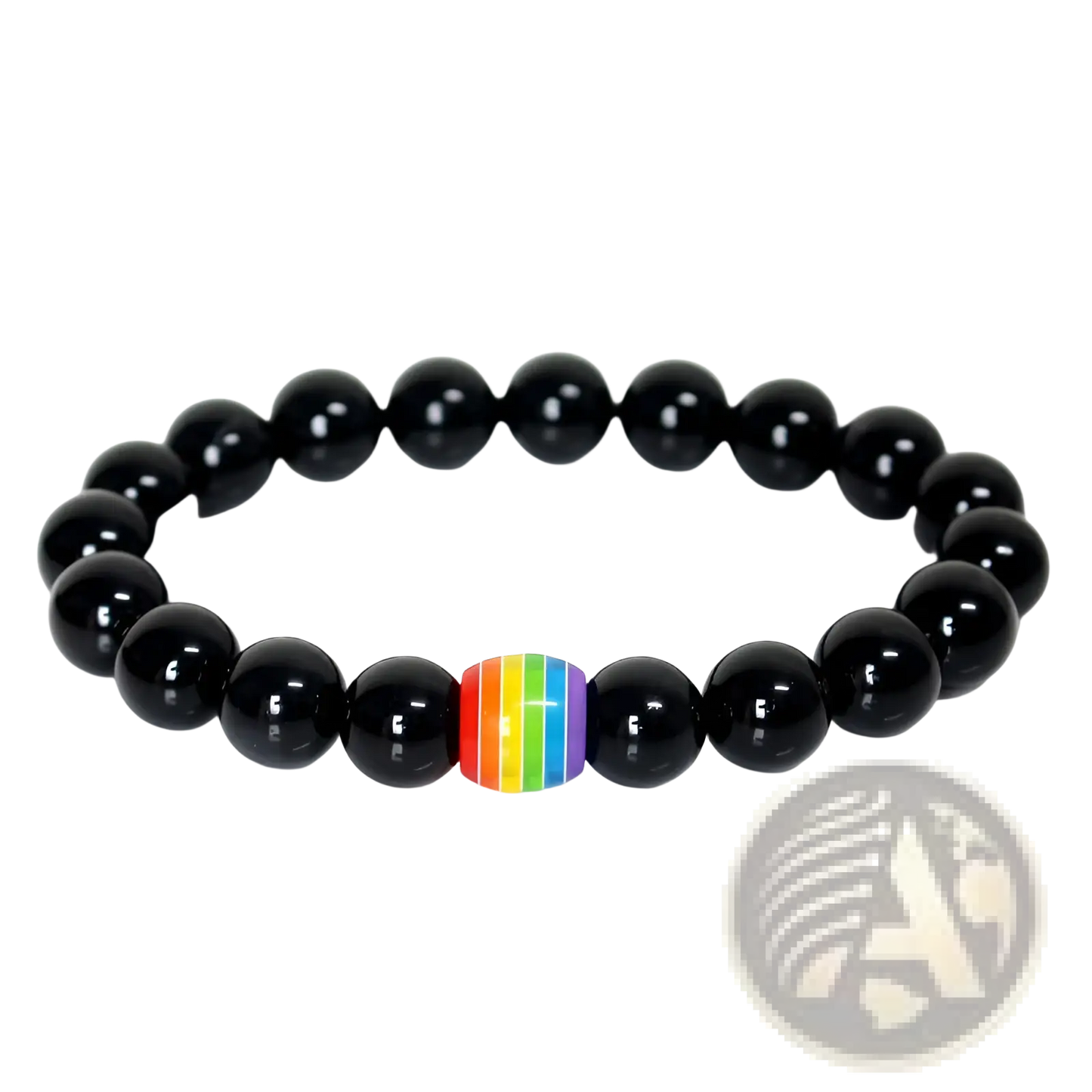 Natural Stone Rainbow Pride Accent Bead Bracelet