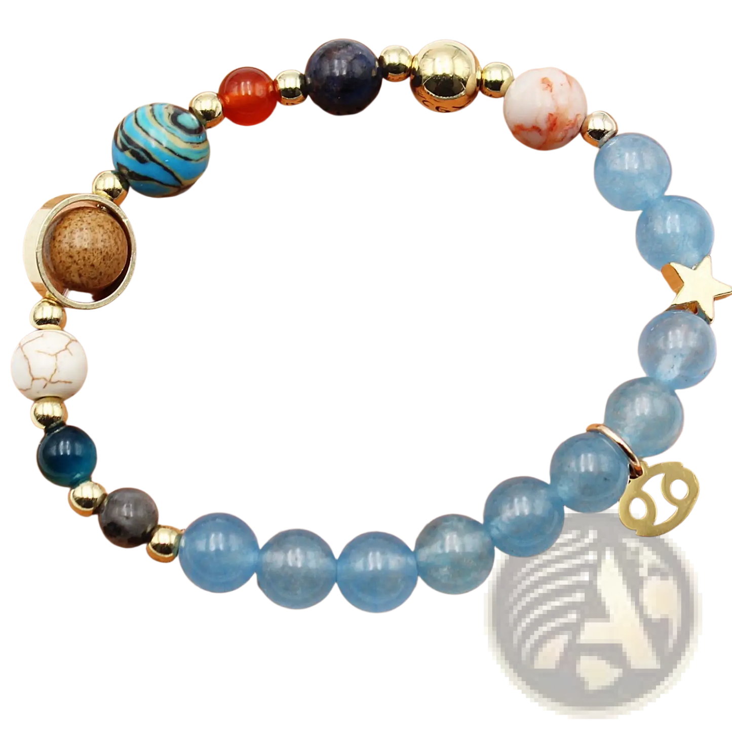 Natural Stone Twelve Zodiac Constellation Beaded Bracelet