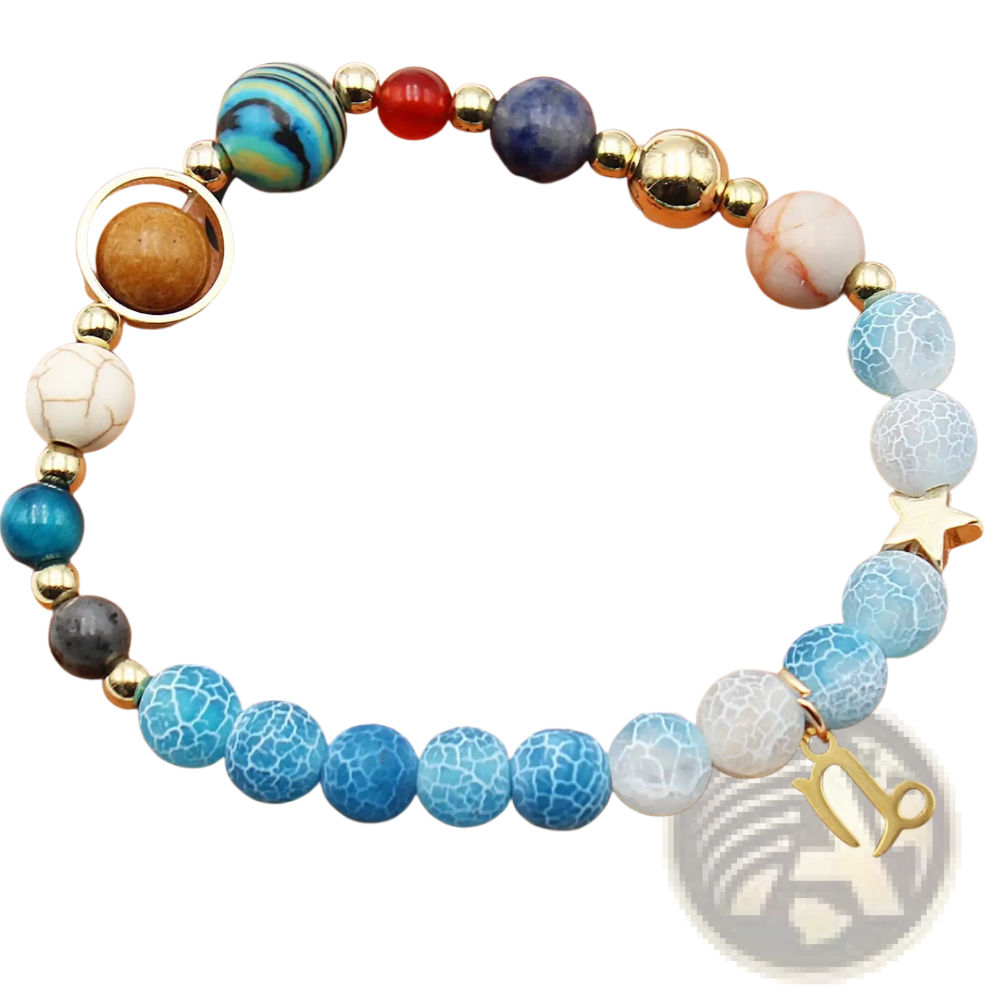 Natural Stone Twelve Zodiac Constellation Beaded Bracelet