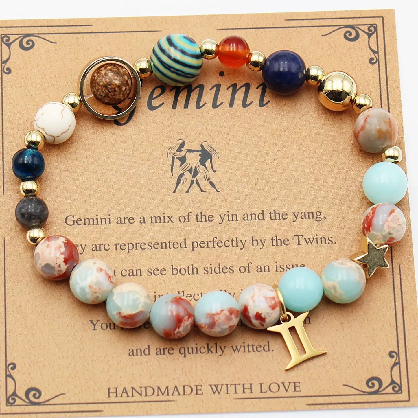 Natural Stone Twelve Zodiac Constellation Beaded Bracelet