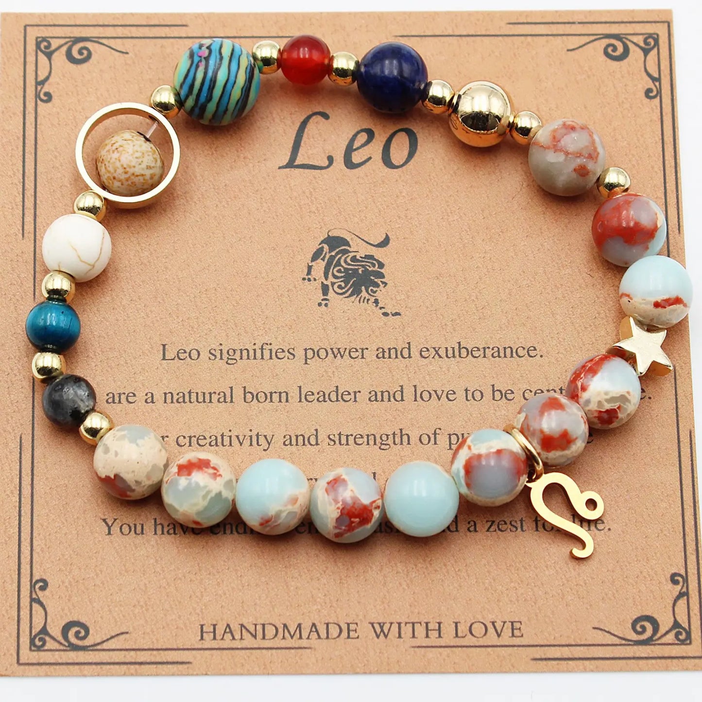 Natural Stone Twelve Zodiac Constellation Beaded Bracelet