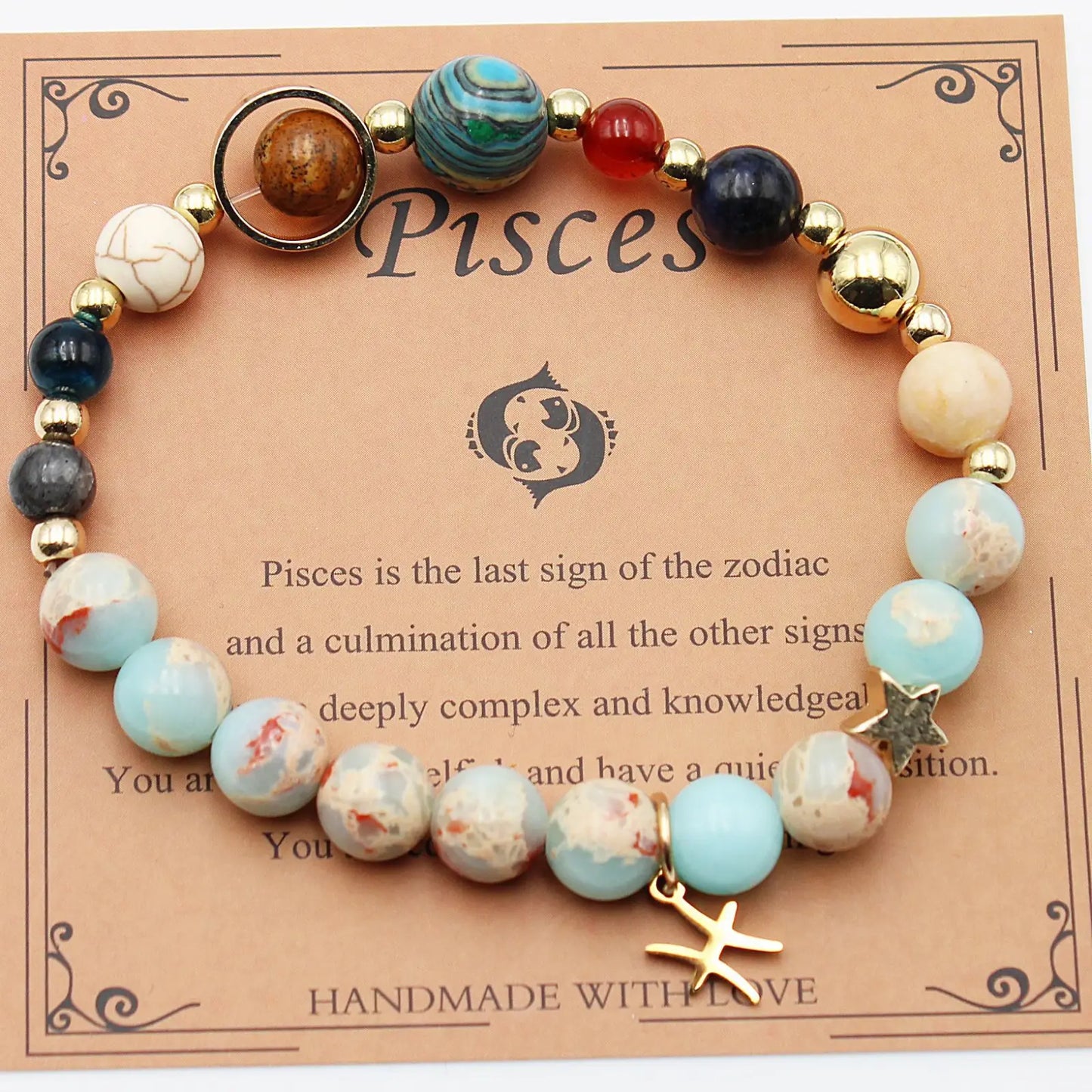 Natural Stone Twelve Zodiac Constellation Beaded Bracelet